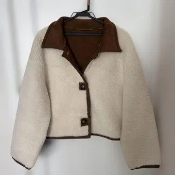 아이보리 (브라운) 보아 자켓 (양면 착용 가능)