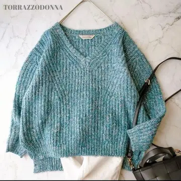 TORRAZZODONNA 청록색 V넥 니트