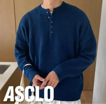 ASCLo 다크 블루 니트 스웨터 FREE SIZE