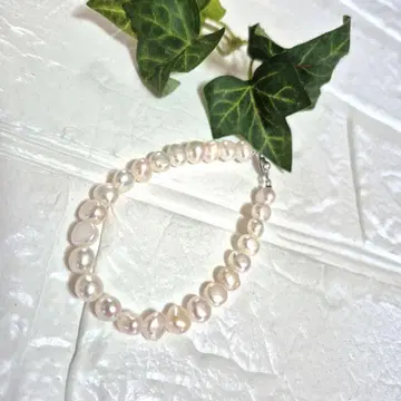 화이트 담수 진주 심플 팔찌 19cm