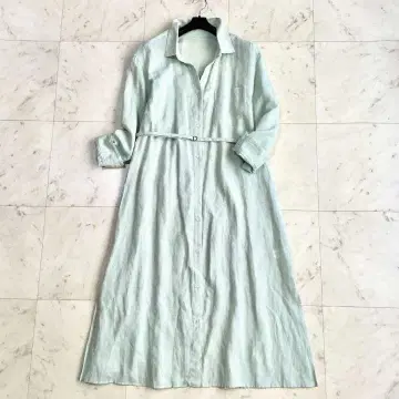 새상품급 유나이티드 애로우즈 원피스 셔츠 롱 린넨 그린