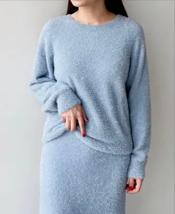 COCODEAL 라메 니트 라이트 블루 스커트 셋업