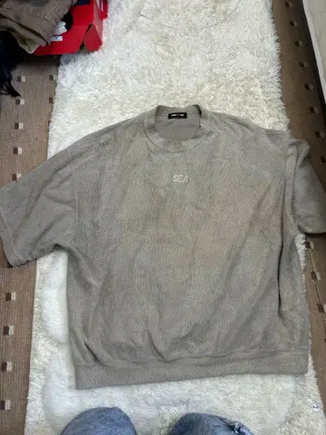 WIND AND SEA 베이지 오버 사이즈 T셔츠 셋업