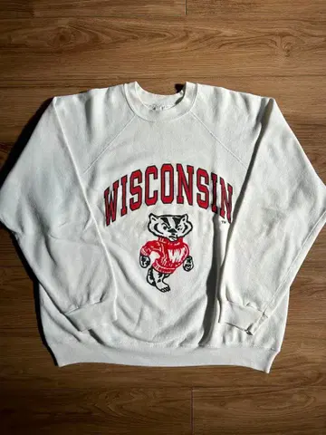 80s TULTEX 빈티지 맨투맨 위스콘신 대학교 화이트 새상품급