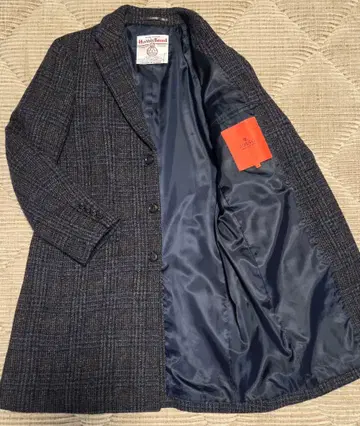 [ 새상품급 ] Harris Tweed 체크 무늬 체스터 코트 M