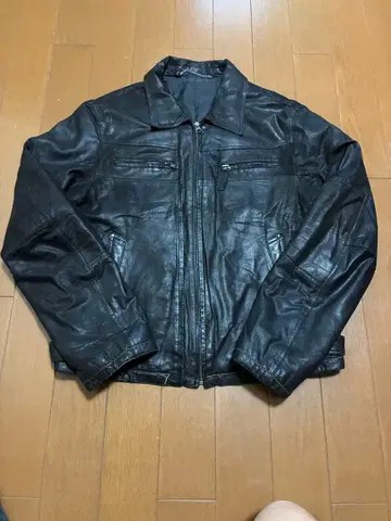 블랙 가죽 싱글 라이더 자켓