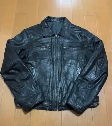 블랙 가죽 싱글 라이더 자켓