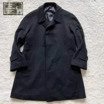 퓨어 캐시미어 100% 미들 기장 히요쿠 스텐 칼라 코트 블랙 M