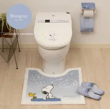 블루 그레이 색상 PEANUTS 스누피 화장실 매트 세트 새상품