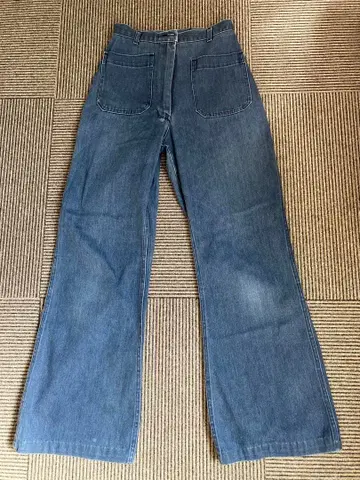 여성 미 해군 95년 빈티지 플레어 데님 팬츠 미디엄 블루