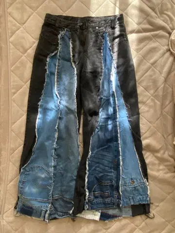 리메이크 데님 플레어 데님 남성용 구제 의류 한국 구제 의류