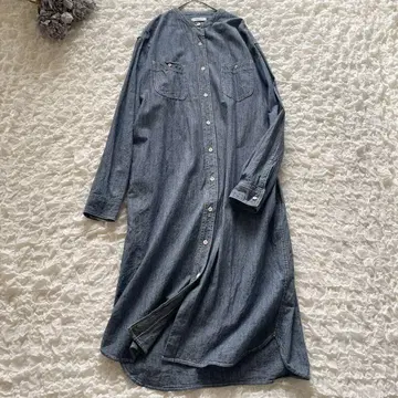 프릭스스토어 밴드 카라 데님 셔츠 원피스 겉옷