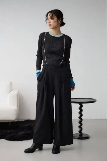 아줄바이마우지 체인 스트랩 와이드 팬츠