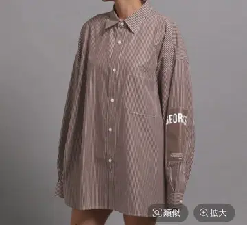 쇼지즈 MENS 스트라이프 BIG 셔츠 2 브라운