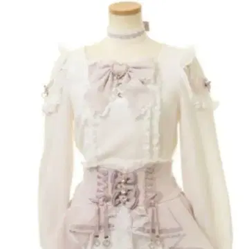 LIZLISA 리즈리사 크로스 레이스 리본 컷 상의 핑크