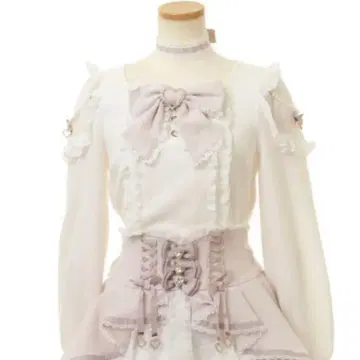 LIZLISA 리즈리사 크로스 레이스 리본 컷 상의 핑크