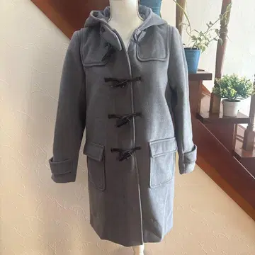 그레이 더플 코트 후드 부착