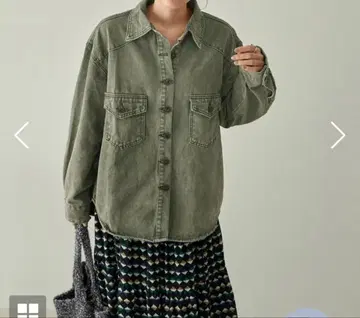 스타일 델리 제품 씻은 데님 셔츠 자켓 카키