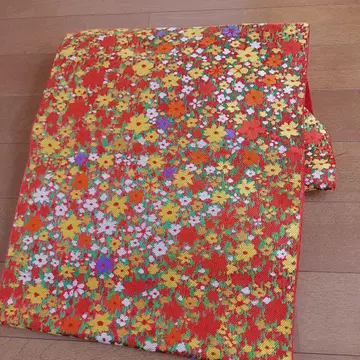 나고야 오비 빨간색 꽃무늬