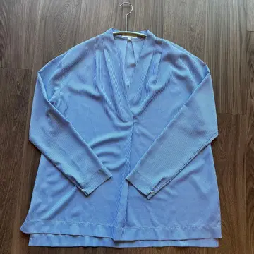 MOGA 파랑과 화이트 스트라이프 긴팔 셔츠 사이즈 2