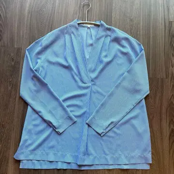 MOGA 파랑과 화이트 스트라이프 긴팔 셔츠 사이즈 2