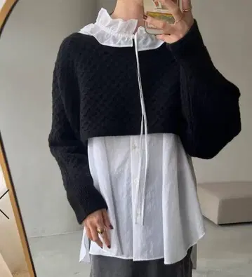 lowrysfarm 스탠드 프릴 블라우스