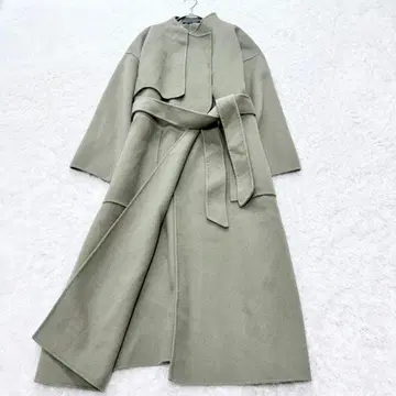 새상품급 앙클레이브 울 리버 롱 코트 벨트 벨티드 코트 카키