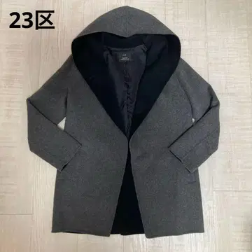 온워드 카시야마 23구 후드 부착 코트 울 코트 38 그레이