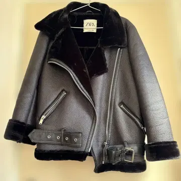 ZARA 무스탕 라이더 자켓 M 블랙
