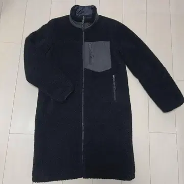 TAION 리버서블 보아 다운 롱 코트 블랙 L