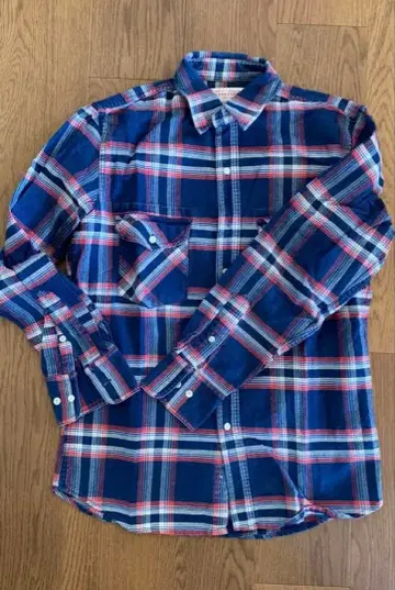 긴팔 플란넬 셔츠 네이비 레드 체크