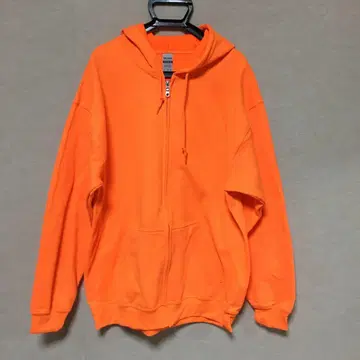 새상품 GILDAN 길단 집업 후드티 세이프티 오렌지 XL