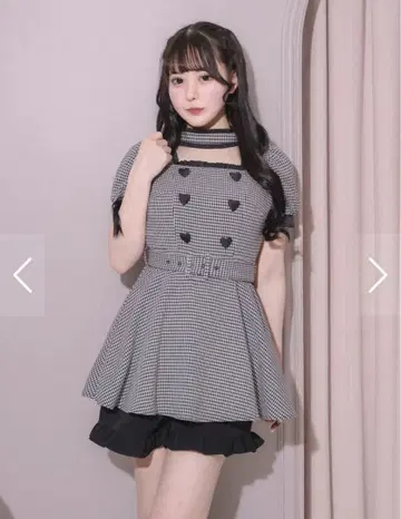 pium 초커 프릴 하트 버튼 셋업 깅엄