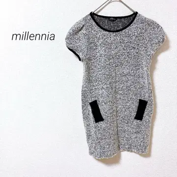 51 밀레니아 반팔 미니 원피스 니트풍 일본제 바이컬러 캐주얼