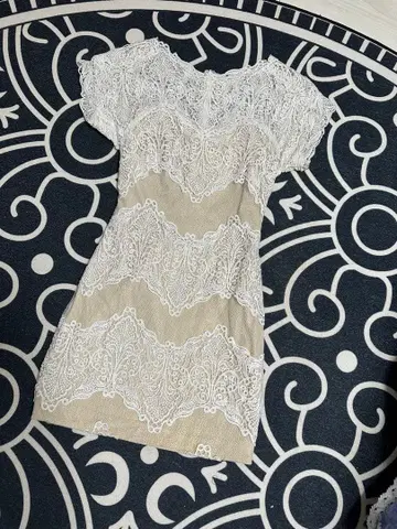 TADASHI SHOJI 베이지 레이스 미니 원피스 D 사이즈