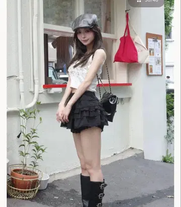 darich 다리치 믹스 프릴 미니 스커트 블랙