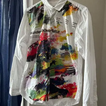 아트 프린트 버튼 다운 셔츠