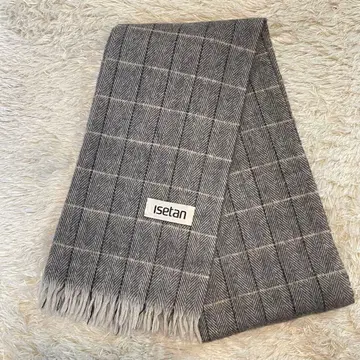 이세탄 남성용 체크 무늬 머플러 리본 그레이 화이트 블랙 이세탄