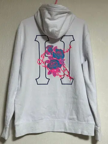 HUF 하프 쇼킹 핑크 & 블루 로즈 자수 풀오버 후드티