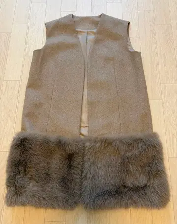 ELFRANK 울라이크 퍼 슬리브리스 롱 베스트 퍼 포켓