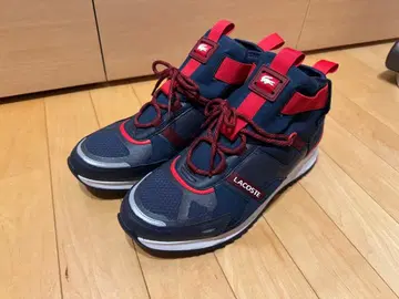 LACOSTE 네이비 레드 하이컷 스니커즈