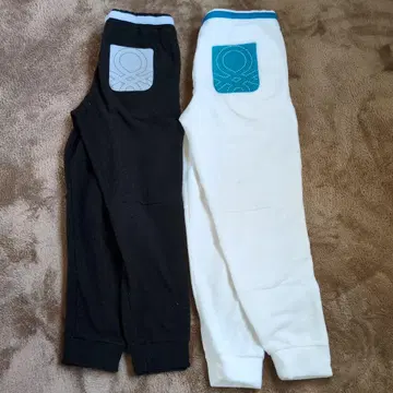 BENETTON 캐주얼 팬츠 블랙 화이트 L 사이즈