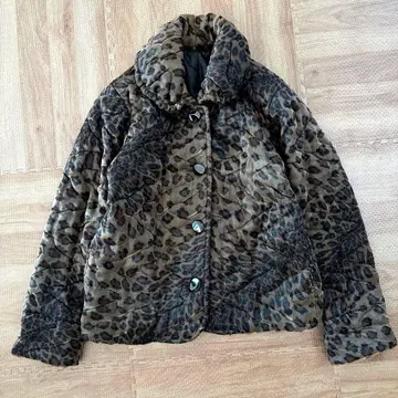 00s Y2K archive 레오파드 튤 패딩 자켓 레오파드 무늬
