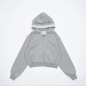 Smyeon 레이스 컴팩트 지퍼 후디 그레이