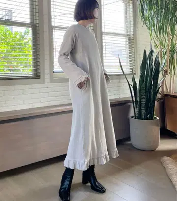 로리즈팜 원피스 프릴 베이지