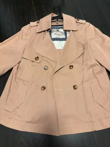 핑크 더블 브레스트 트렌치코트