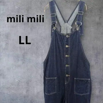 mili mili 데님 오버롤 LL 루즈핏 내추럴 다크 네이비