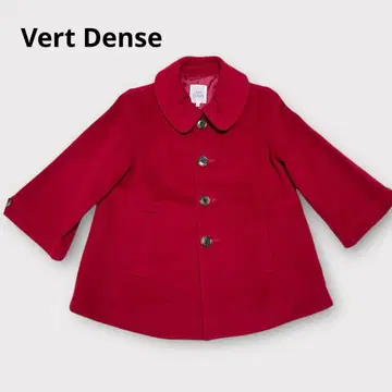 [베일 댄스] 가을 겨울용 울 숏 기장 코트 귀여운 레드 사이즈 2