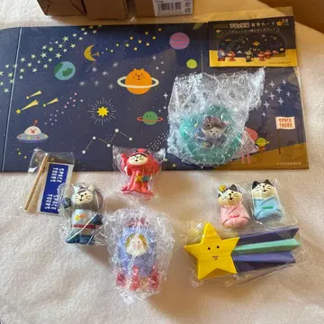 우주 테마 고양이 캐릭터 피규어 세트