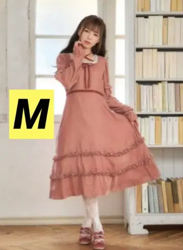 시마무라 미나카타 유이 클래시컬 프릴 벨로아 원피스 핑크 M